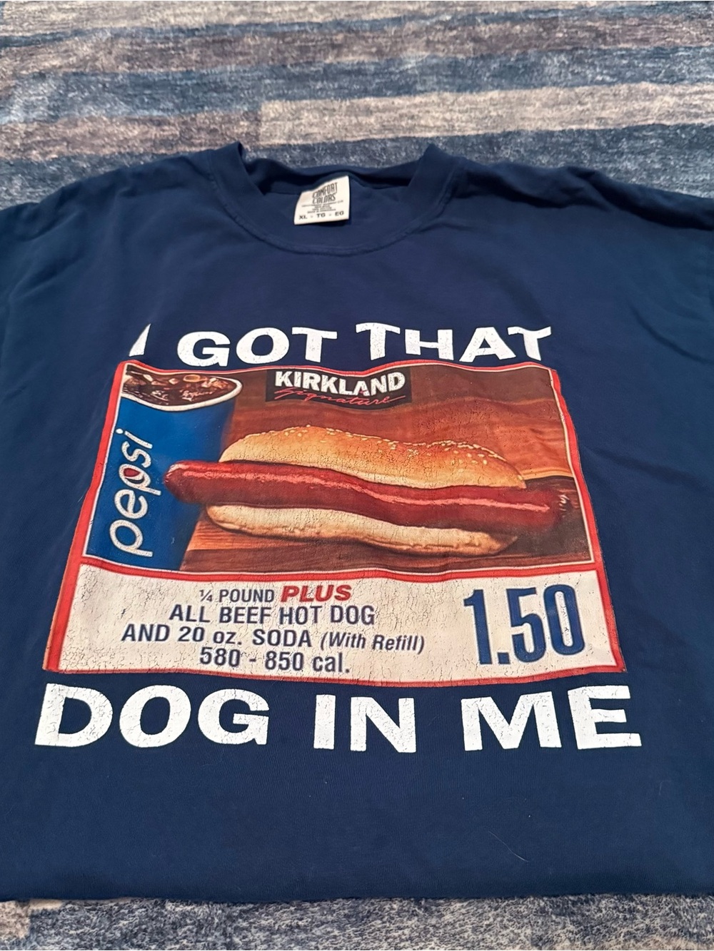 Comfort Colors Graphic Hot Dog & Pepsi Tee (Navy) - Picture 3 of 4